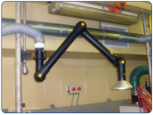 Anti-static wall suction arm for dust and particles removal